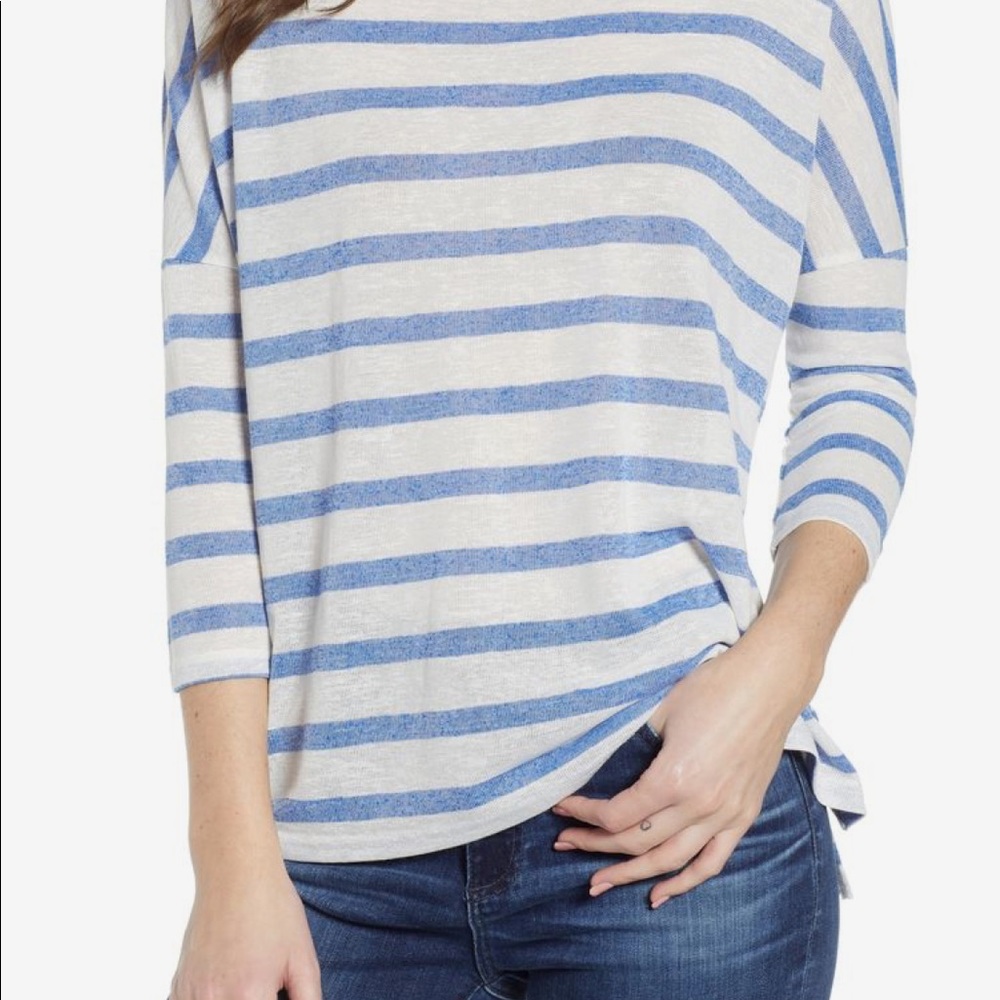 J crew blue strip sweater large